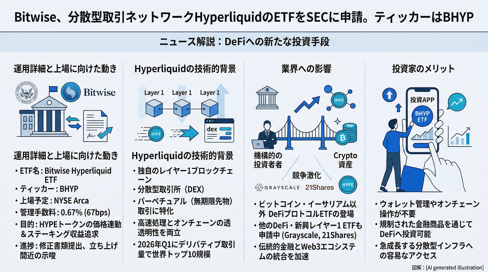 Bitwise、分散型取引ネットワークHyperliquidのETFをSECに申請。ティッカーはBHYP