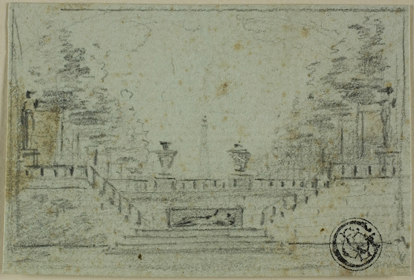 Staircase and Terrace in Formal Garden