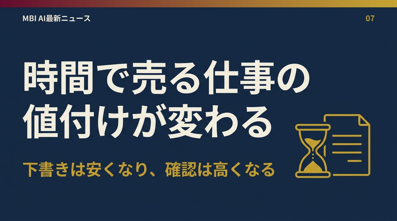 時間で売る仕事の値付けが変わる。下書きは安くなり、確認は高くなる