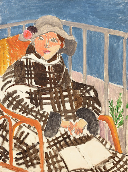 Mademoiselle Matisse en manteau écossais 1918