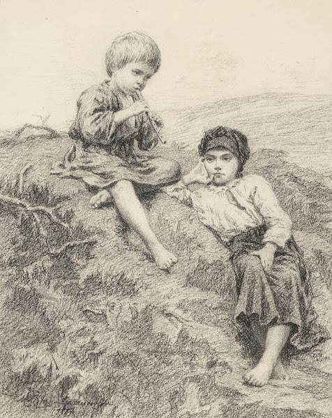 Country Children Drawing for the Painting The Idyll 1882
