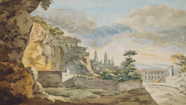 Abendstimmung am Muro Torto vor der Porta del Popolo in Rom 1787
