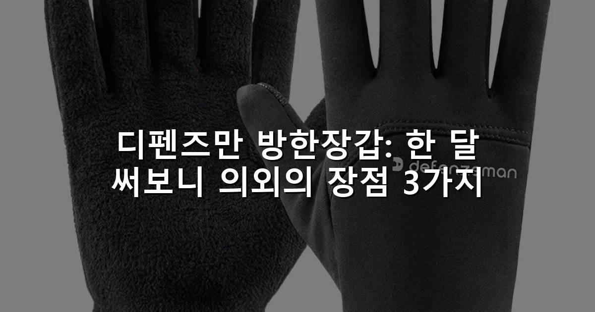 디펜즈만 방한장갑: 한 달 써보니 의외의 장점 3가지