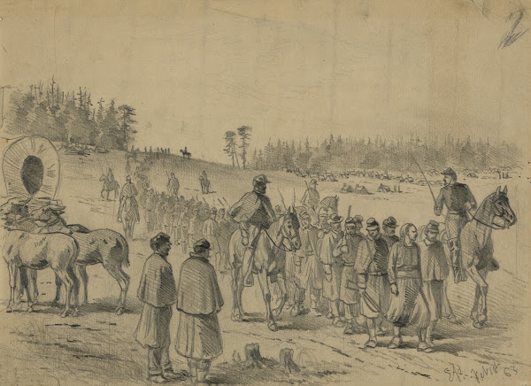 Stragglers on the march to headquarters Under guard 1863