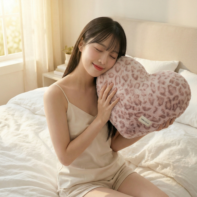 Decorative pillow with leopard pattern, plush