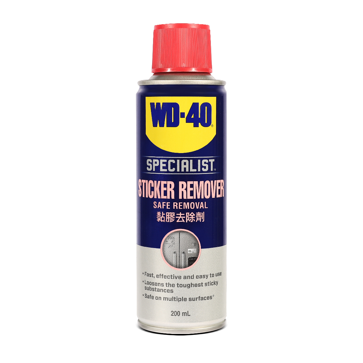 WD-40 SPECIALIST น้ำยาลอกสติ๊กเกอร์ (Sticker Remover) ขนาด 200 มิลลิลิตร ขจัดคราบเหนียวฝังแน่น ไม่ทำลายพื้นผิว และไม่ทิ้งคราบตกค้าง (ดับบลิวดี สี่สิบ สเปเชียลลิสต์)