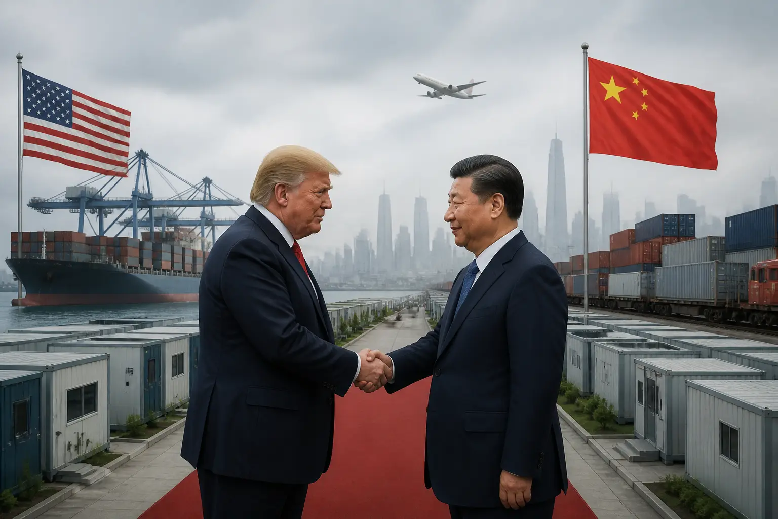 Editorial image for Trump greets Xi Jinping on arrival in rare move as US-China trade truce extended
