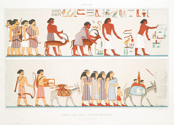 Peinture arrivée dune famille asiatique en Égypte Beni Haçen  XIIe dynastie 1878