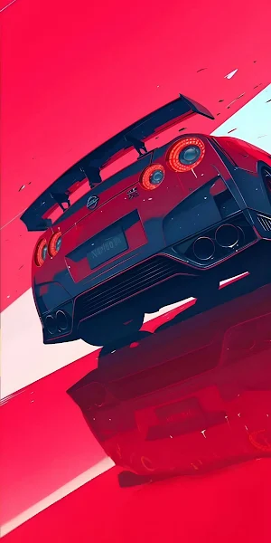 Nissan Gt-R, Car Illustration, Jdm, Automotive Art Full HD iPhone Wallpaper Background
