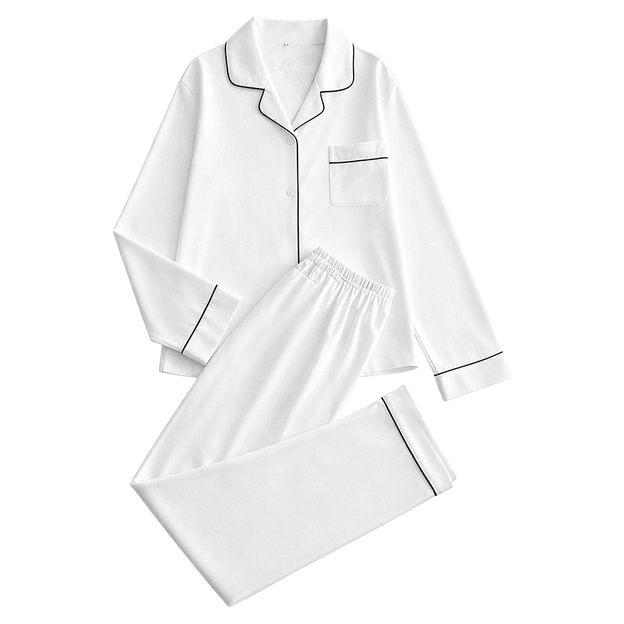 AOP Long Sleeved Satin Pajama Set with Pockets for Men