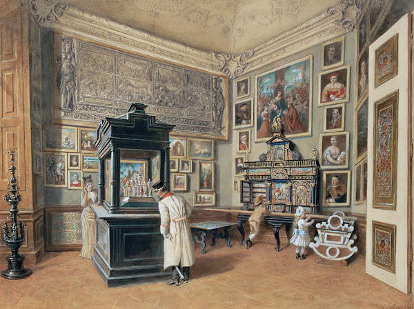 Letztes Kabinett der Ambraser Sammlung mit böhmischen Gläsern 1889
