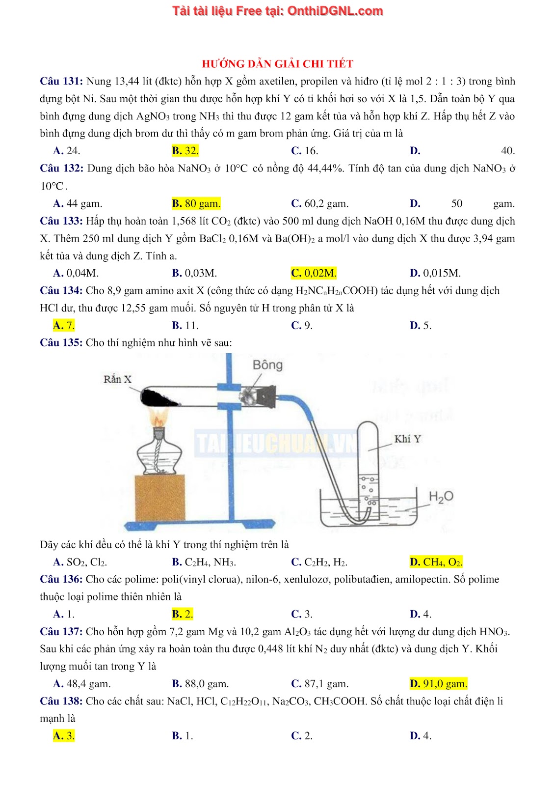 260 bài tập môn Hóa học - Ôn thi ĐGNL ĐHQG Hà Nội Phần 15