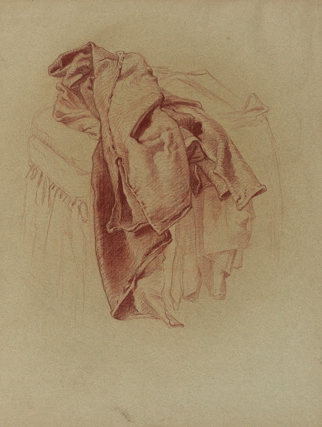 Etude de draperie vêtement posé sur un siège 1918