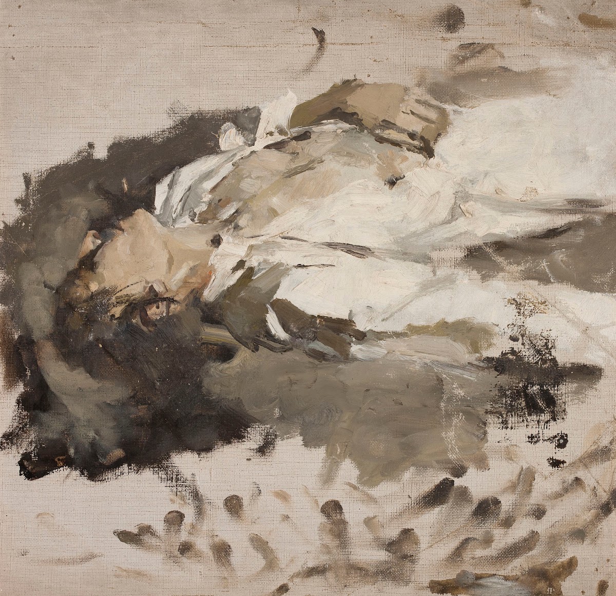 Sketch of a woman in white clothes