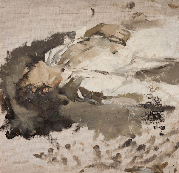 Sketch of a woman in white clothes
