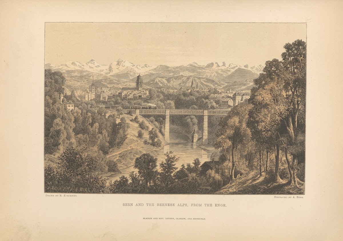 E Kirchner  Bern and the Bernese Alps from the Enge 1881