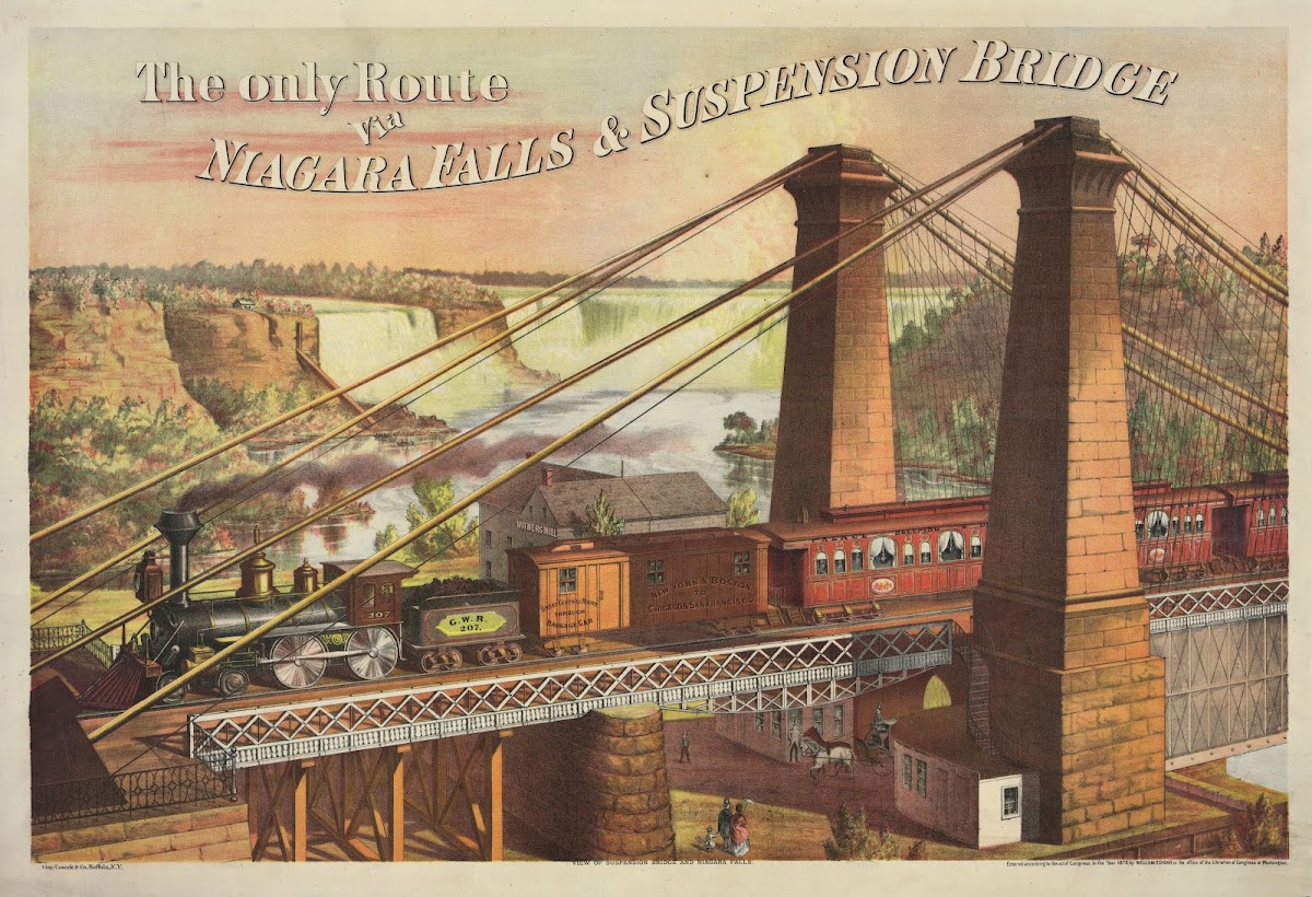 The only rout via Niagara Falls  Suspension Bridge 1876