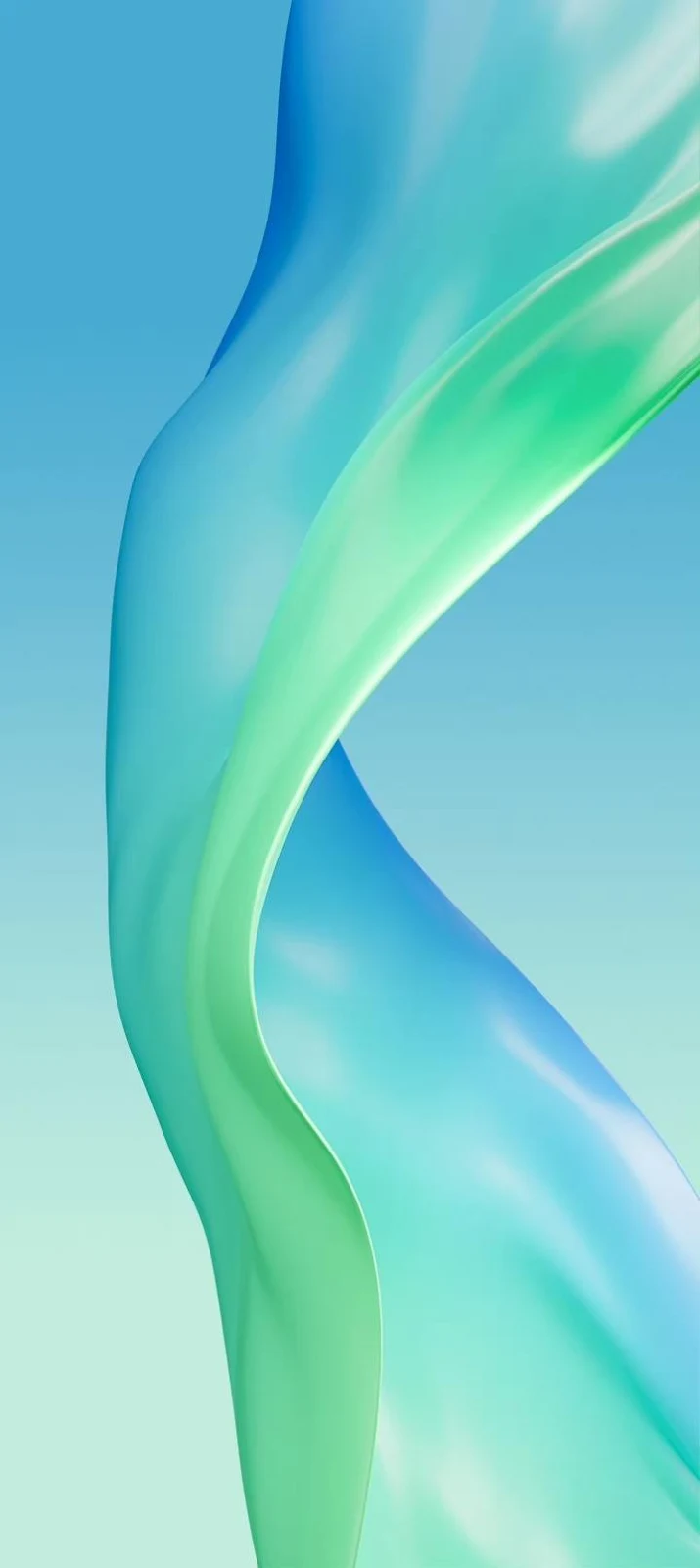 Flowing Blue And Green Waves - 3D Digital Art iPhone Wallpaper (720x1612)
