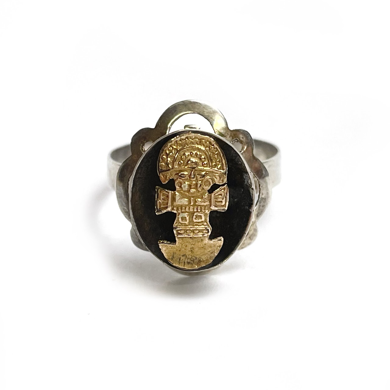 Sterling Silver & 18K Gold Incan Ring