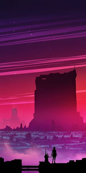 Cityscape, Lights, Cyber, Science Fiction, Digital Art 4K Wallpaper Background