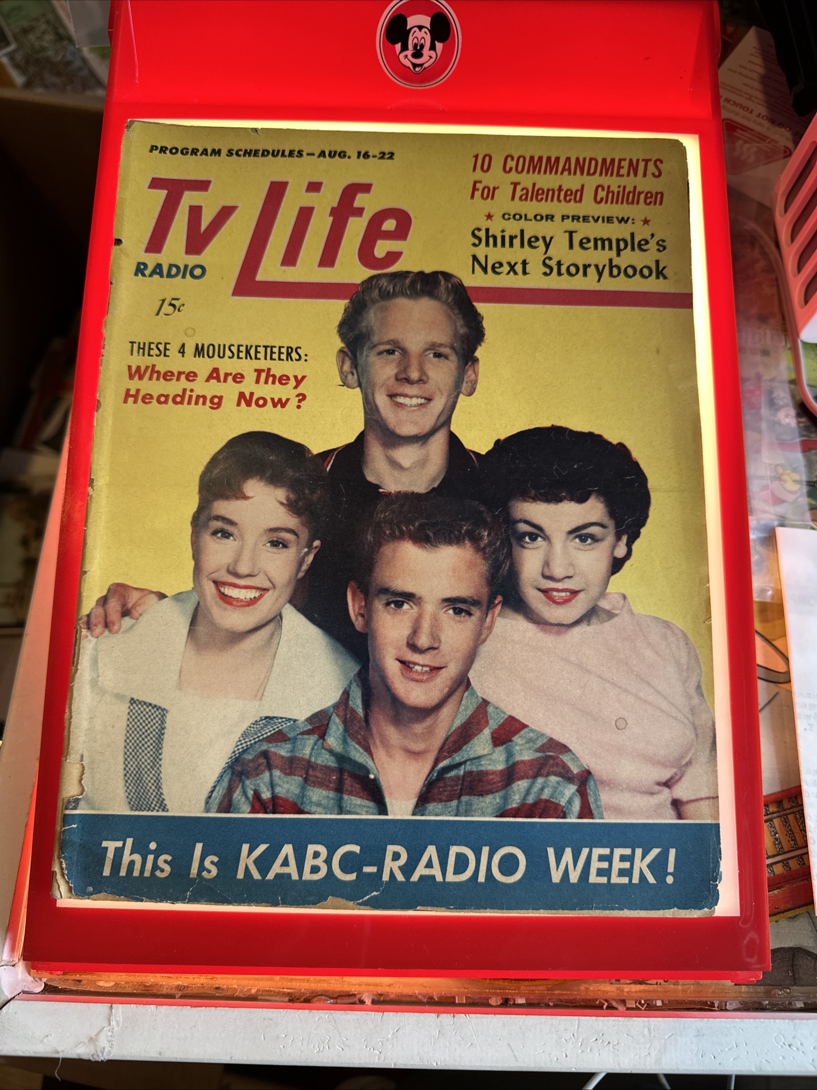 August 1958 TV Life and Radio Magazine cover featuring the Big Four Mouseketeers including Annette Funicello