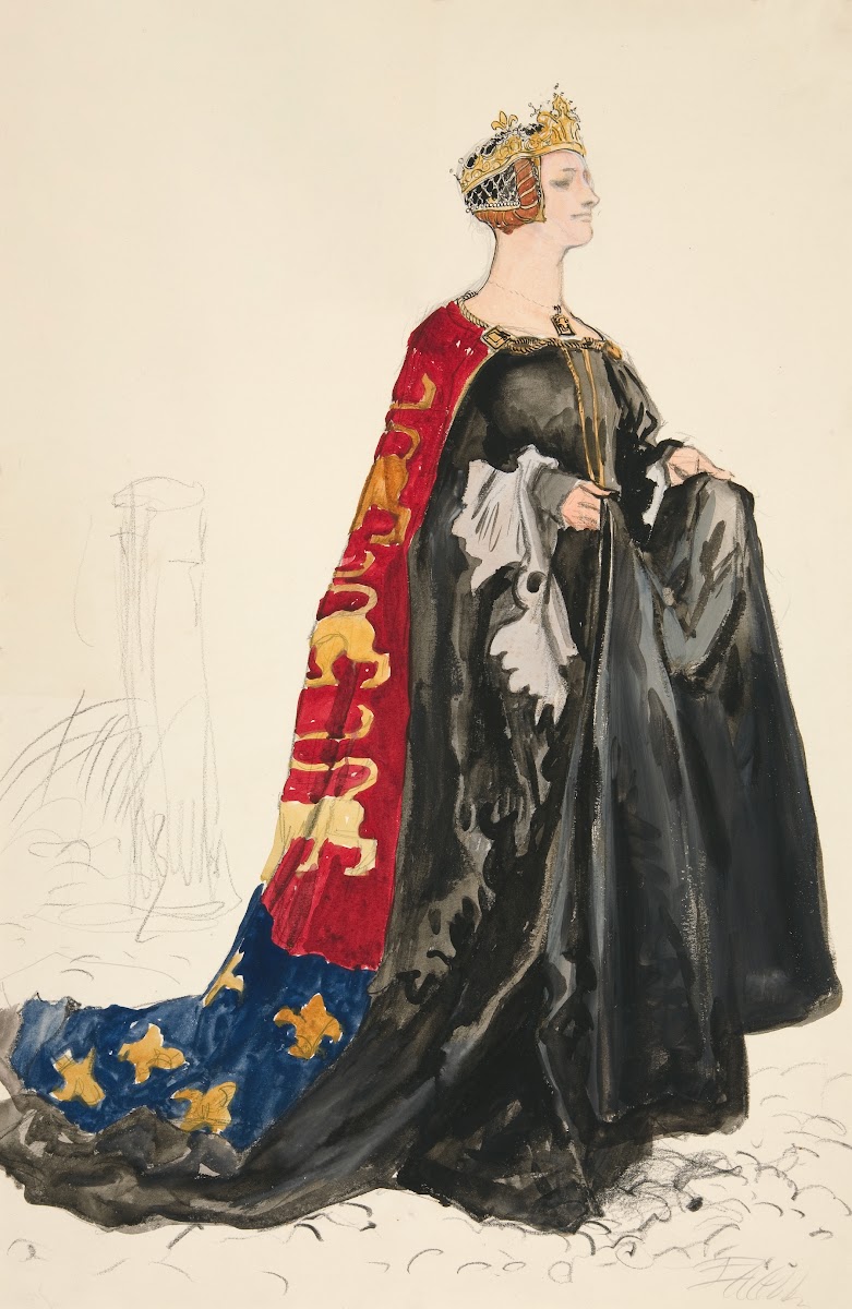 The Queen in black costume sketch for Henry Irvings 1898 Planned Production of R