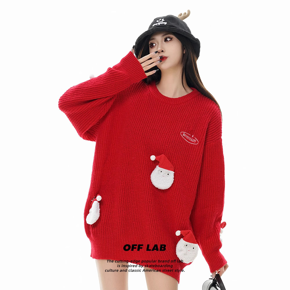 Retro Christmas sweater for couples, thickened