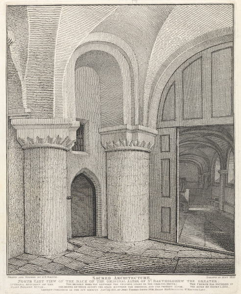 Northeast View of the Back of the Original Altar of St Barts the Great 1811