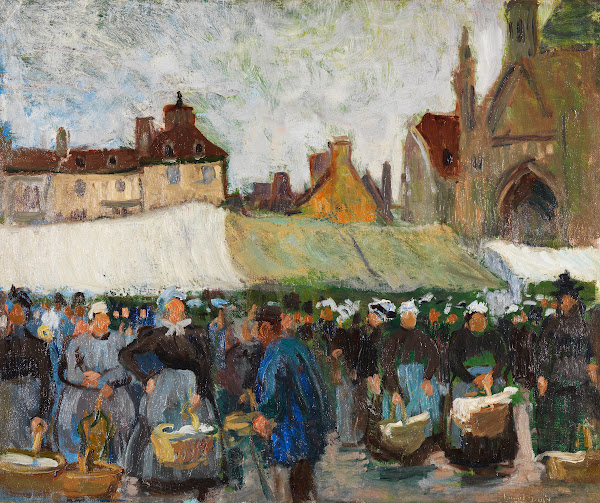 Marché à Falaise Markt in Falaise 1905