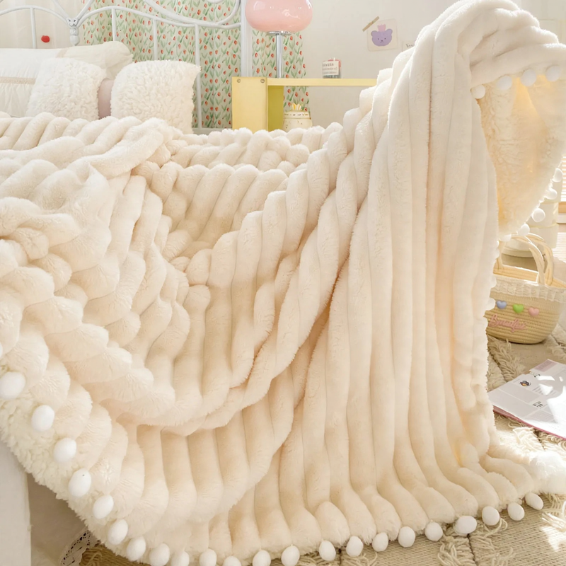 Wärmende Milchfaser-Fleece-Decke mit Lammfleece-Imitat