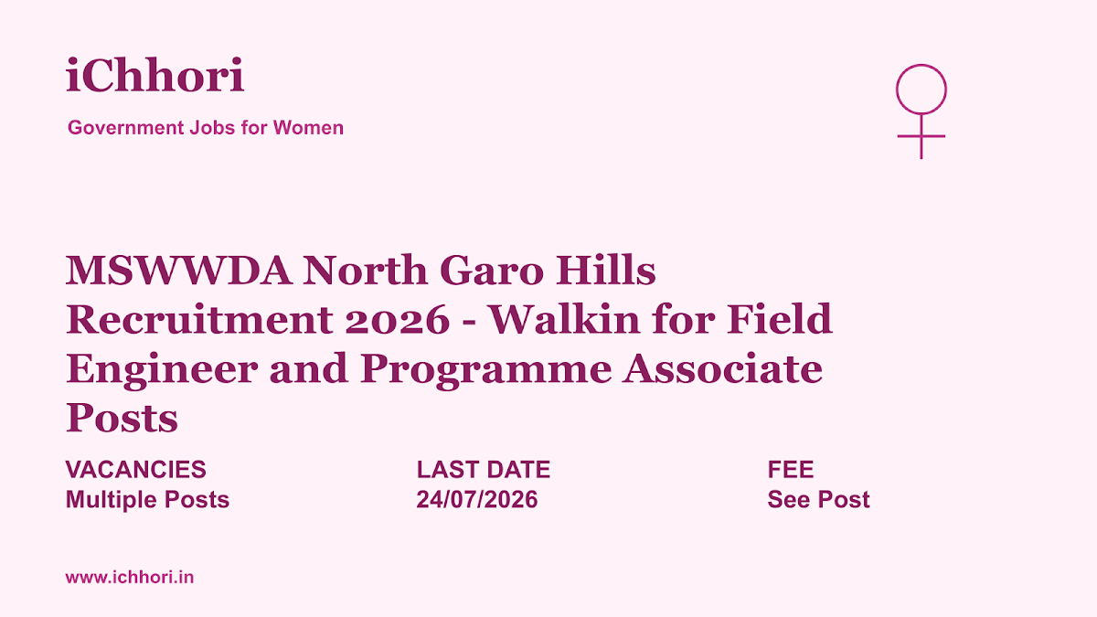 MSWWDA North Garo Hills Recruitment 2026 - Walkin for Field Engineer and Programme Associate Posts - iChhori