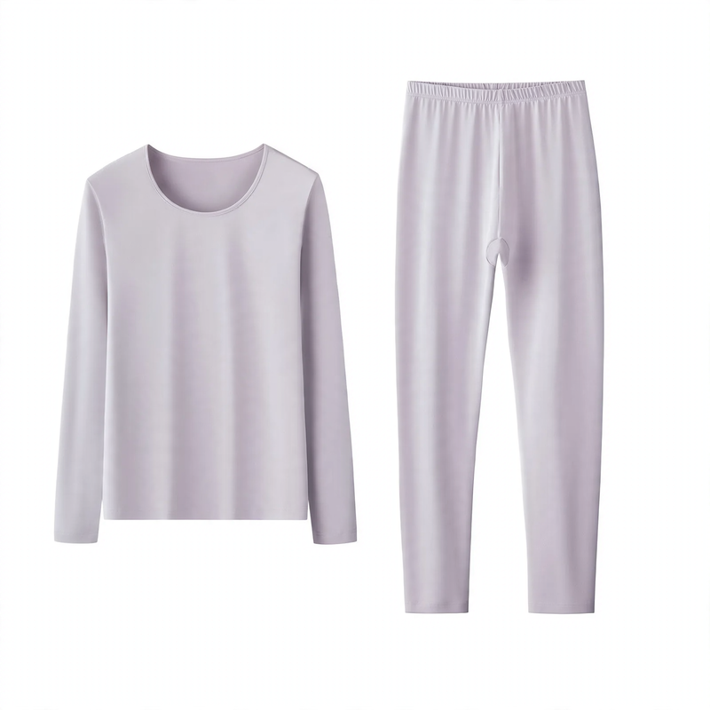 Couple Thermal Underwear Set, Cotton-Modal Mix, Round Neck