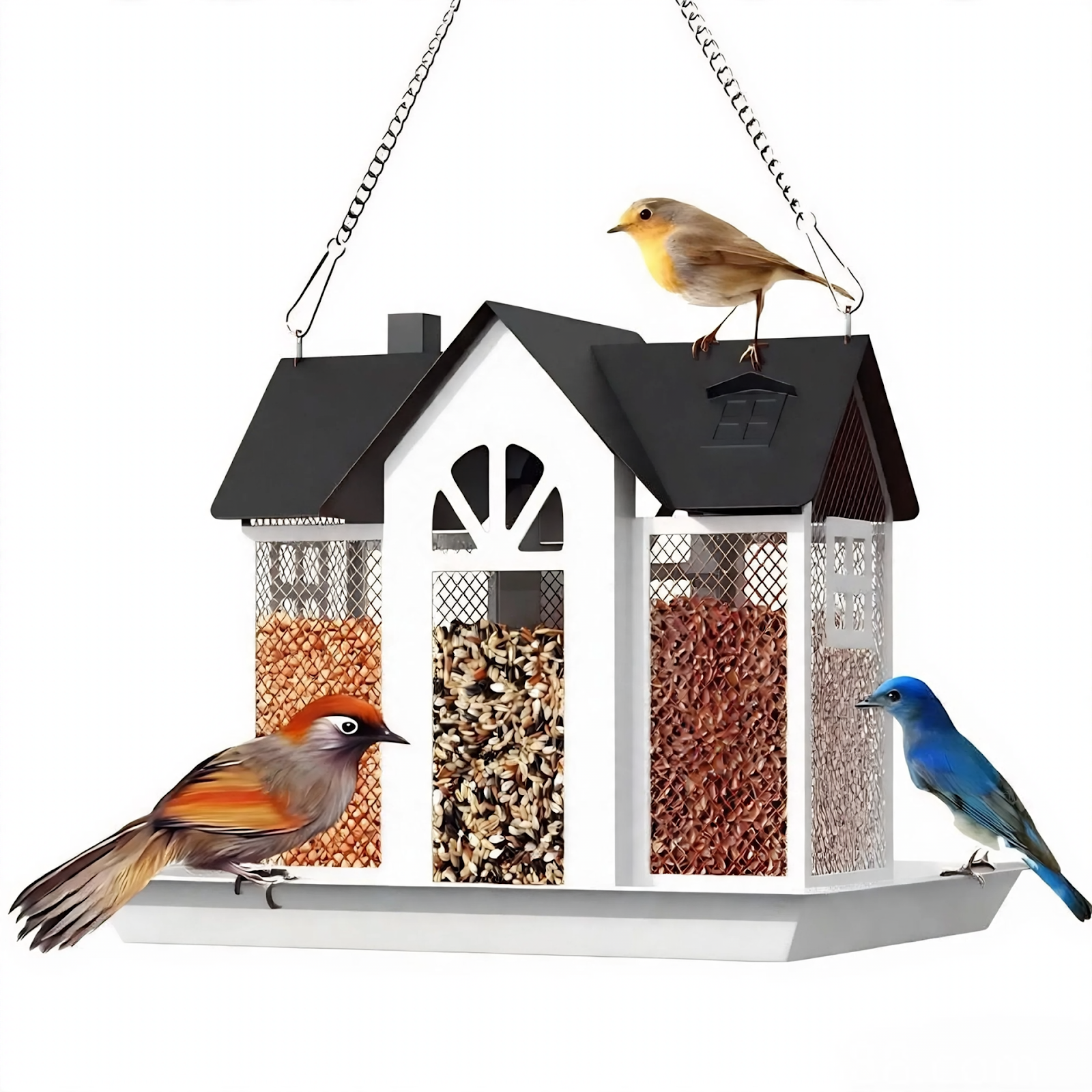 Geometric Metal Birdhouse for Hanging