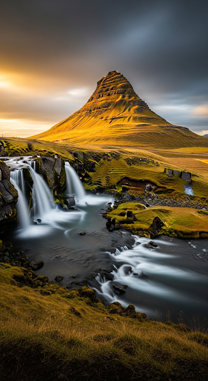 Kirkjufell Waterfall Sunset
