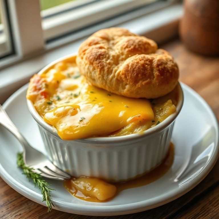 Irresistible Breakfast Pot Pie with Honey Butter Biscuit Topping – Easy Homemade Comfort