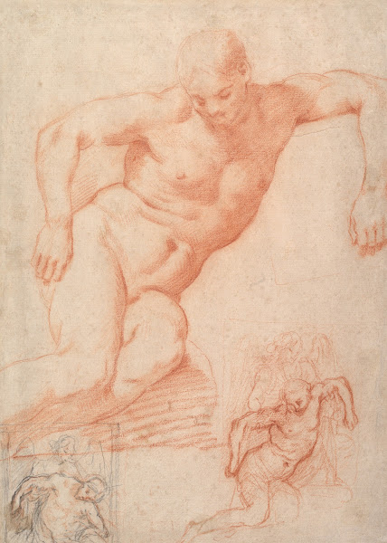 Studies of the Dead Christ supported by an Angel with subsidiary studies for the