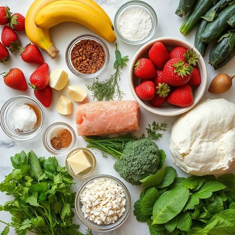 Ingredients for Moist Strawberry Banana Bread Easy Bake – Soft & Sweet in Minutes