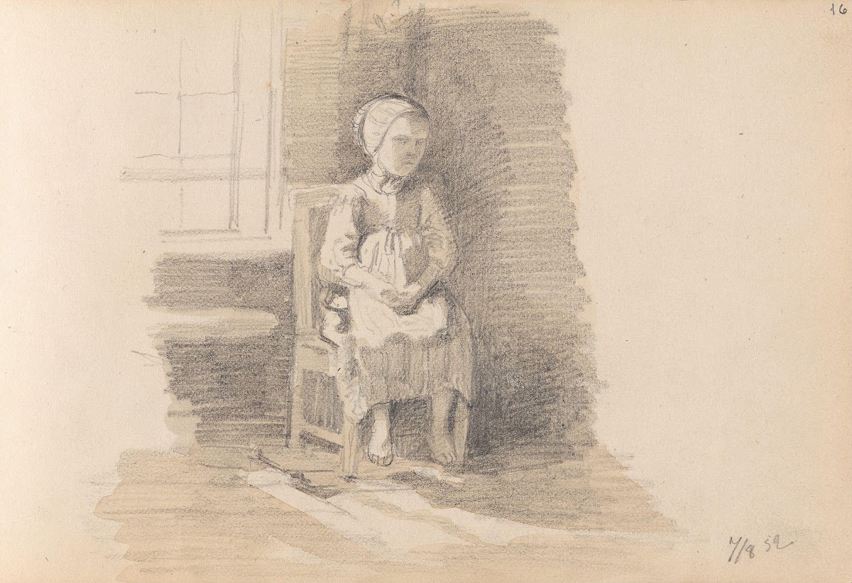Sittende jente ved vindu 1852