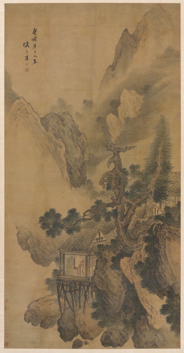 Lonely Retreat Overlooking a Misty Valley 1630