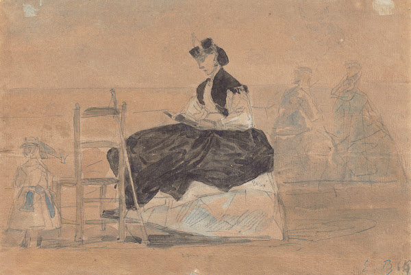 Woman in a Crinoline on the Beach of Trouville c 1865
