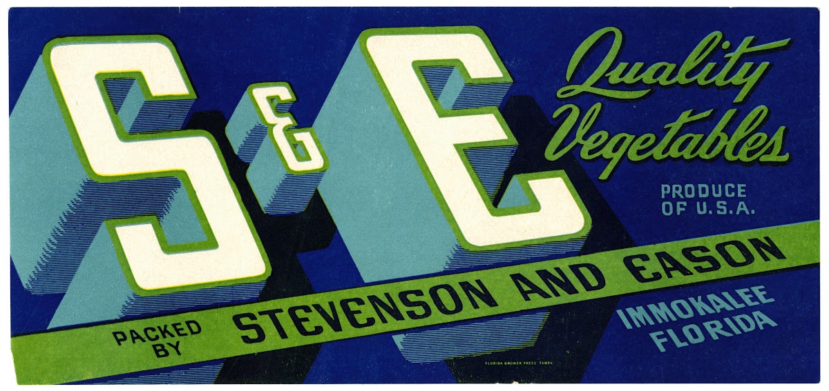 S and E Quality Vegetables Label 1930 1950