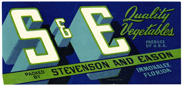 S and E Quality Vegetables Label 1930 1950