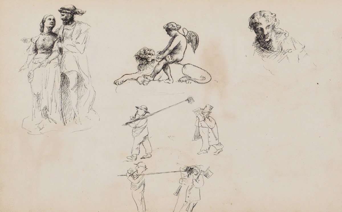 Studieblad onder andere met karikaturen 1880