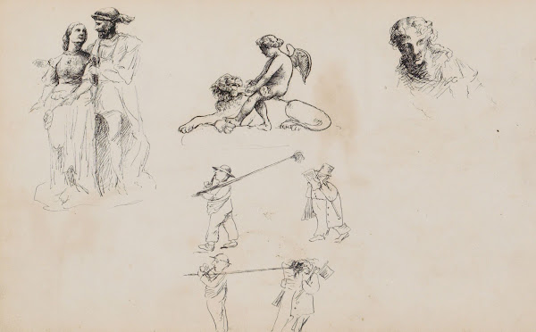 Studieblad onder andere met karikaturen 1880