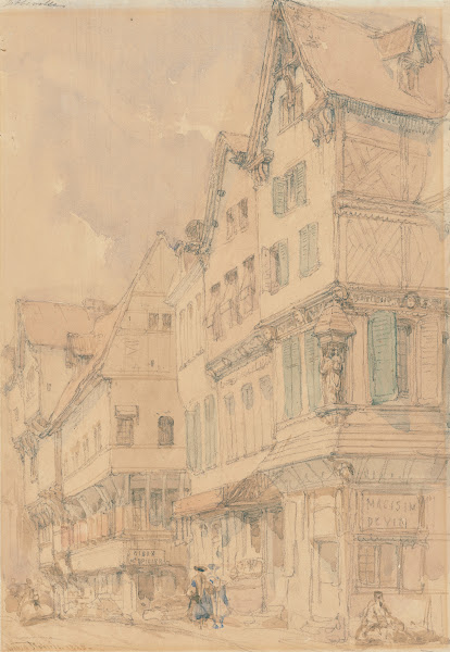 Figures on a street in Abbeville France 1825