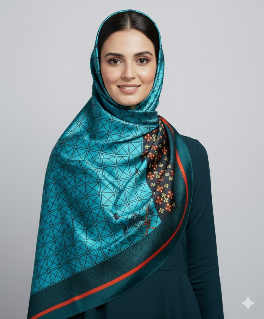 Zinc Pinted Hijab | Satin Scarf