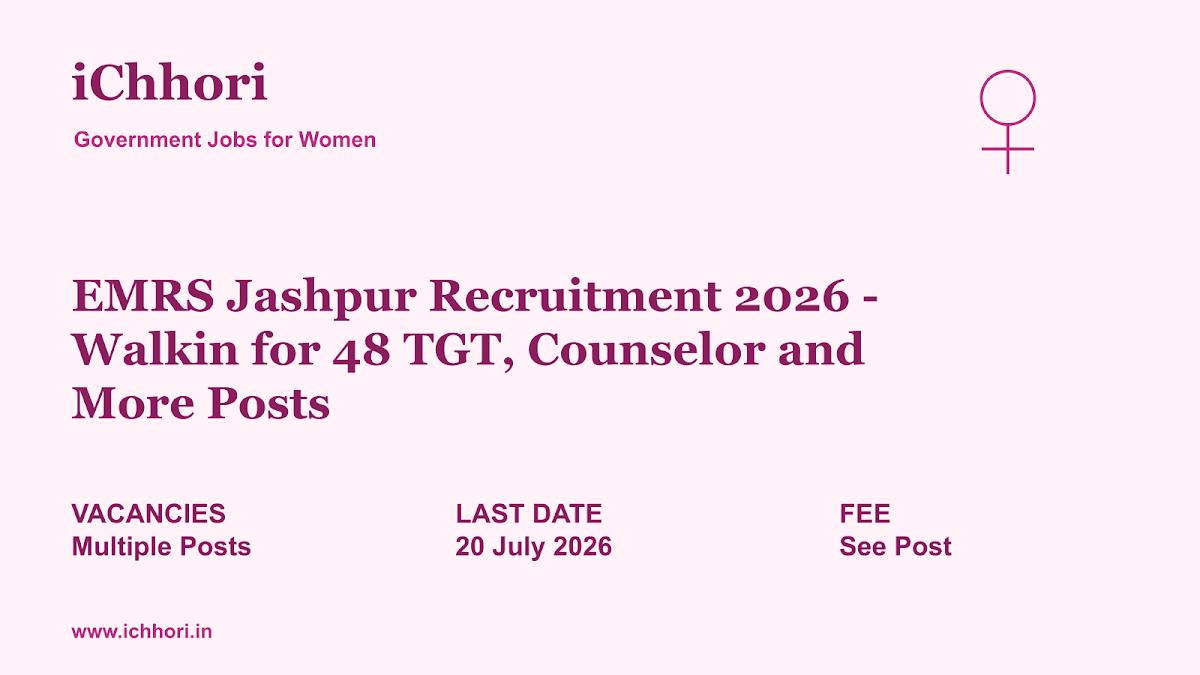 EMRS Jashpur Recruitment 2026 - Walkin for 48 TGT, Counselor and More Posts - iChhori