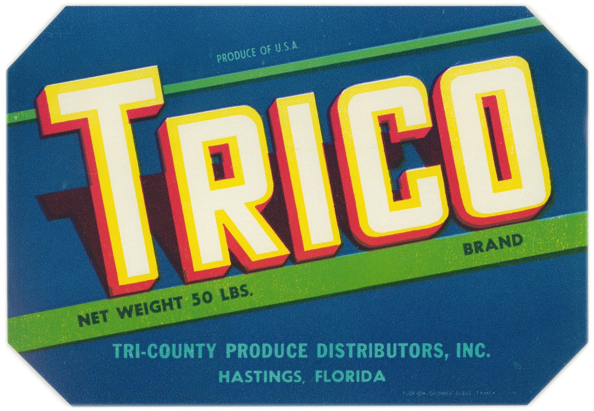 Trico Brand Produce Label 1930 1950