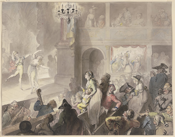 Theaterpublikum bei der Vorstellung eines Ballettstückes 1797