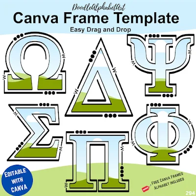 Editable frame Canva frame preview for Canva Frames Greek Alphabets Lines and dot